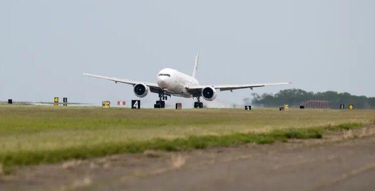 NASA’s 777-200ER airborne science laboratory returns to Langley Research Center after modifications at L3Harris Technologies in Waco, Texas.