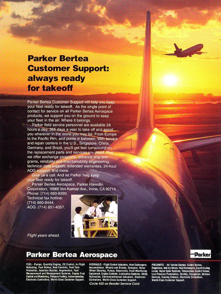Parker Bertea ad in Overhaul In Maintenance in 1996