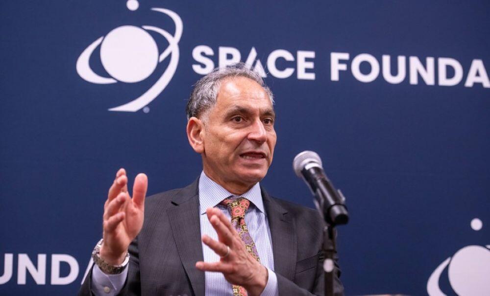 Acting Space Development Agency Director GP Sandhoo speaks to reporters April 15, 2026, at the Space Foundation’s annual Space Symposium in Colorado Springs. Credit: Space Foundation