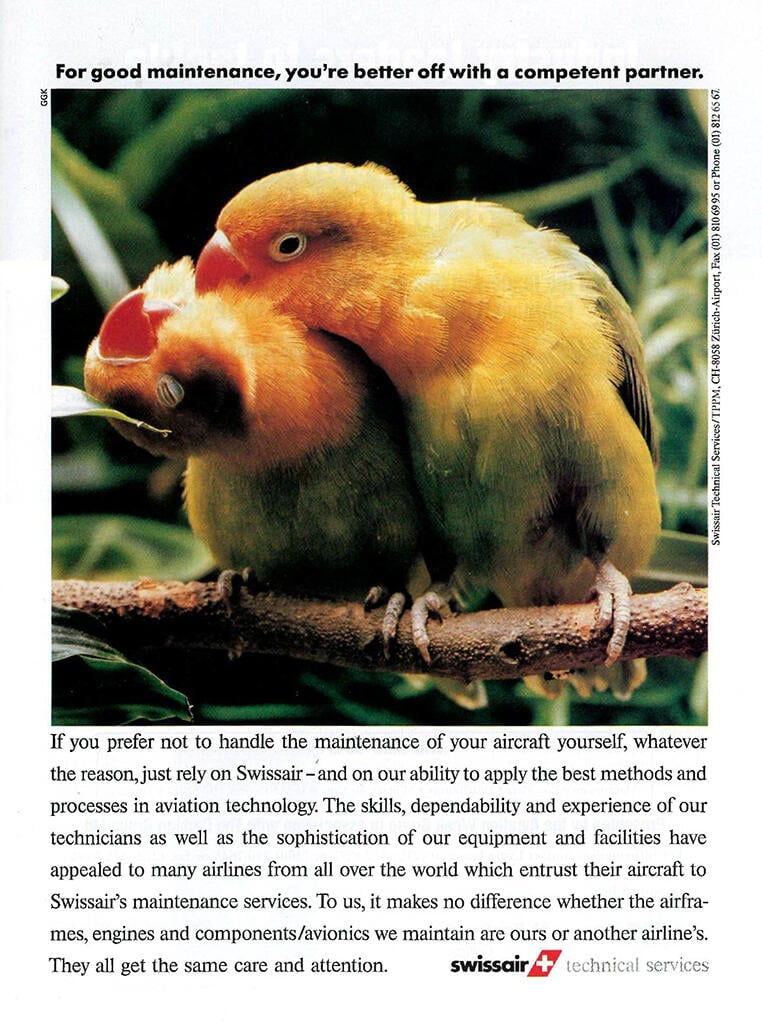 Swissair Technical Services ad in Overhaul In Maintenance in 1996