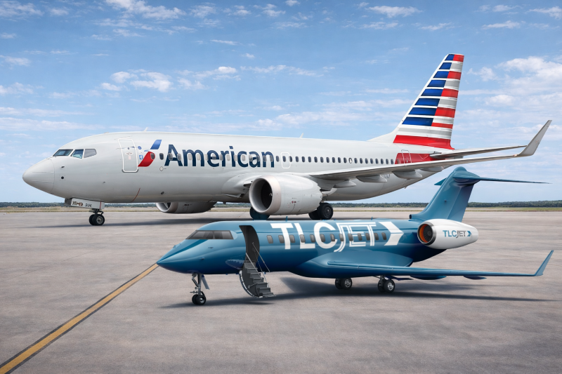 TLC Jet and American Airlines aircraft