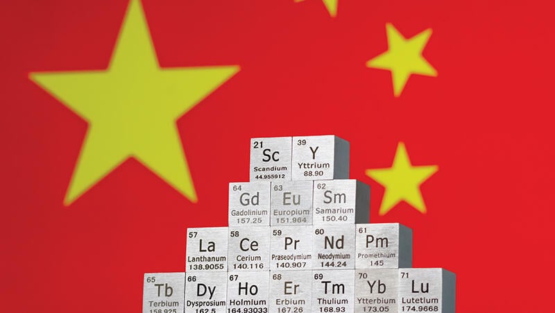 metal cubes representing China's dominance in rare earth elements