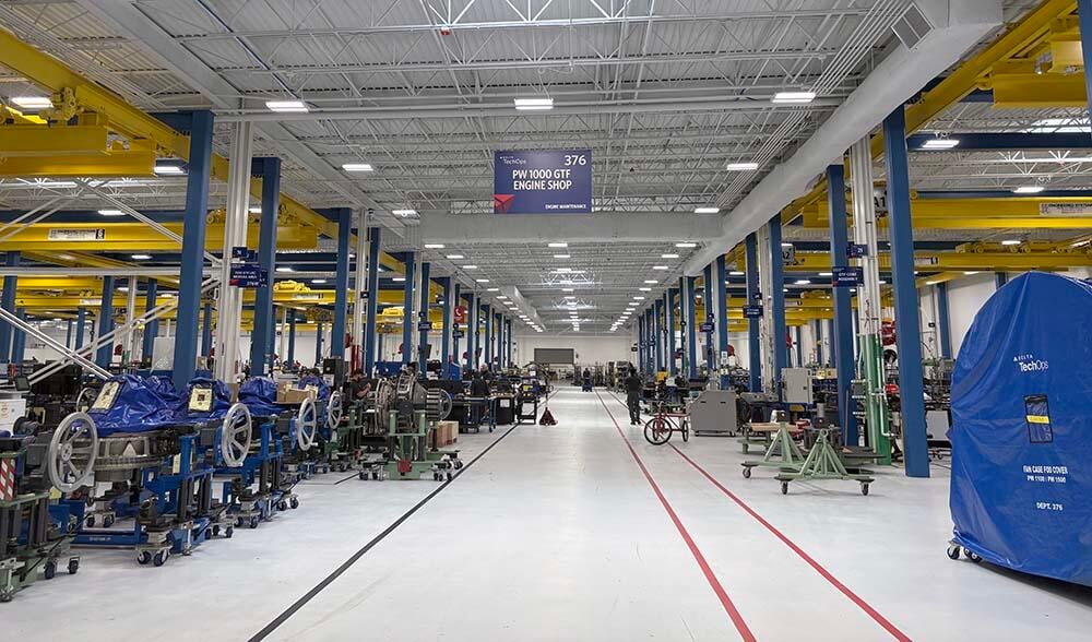 Delta TechOps GTF shop interior