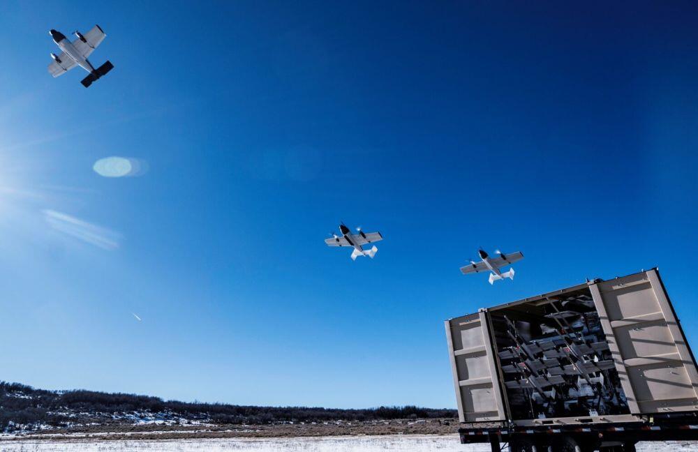System can deploy “dozens of aircraft for synchronized mass effects,” company says Credit: Dyzne