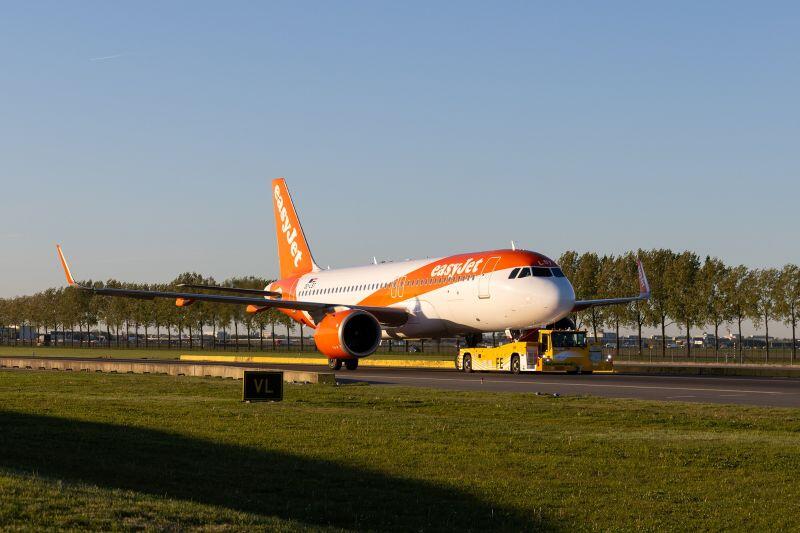 TaxiBots are used to tow EasyJet A320neos over the long taxi distances from gate to runway at Schiphol