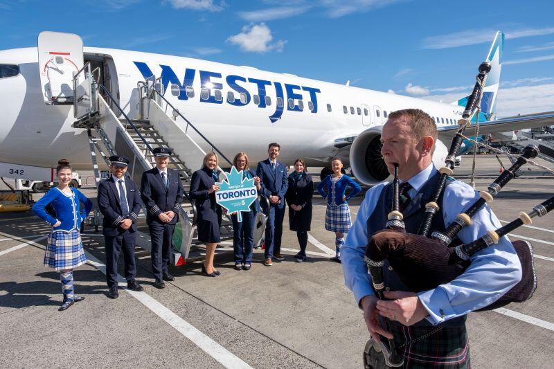 The arrival of WestJet from Toronto.