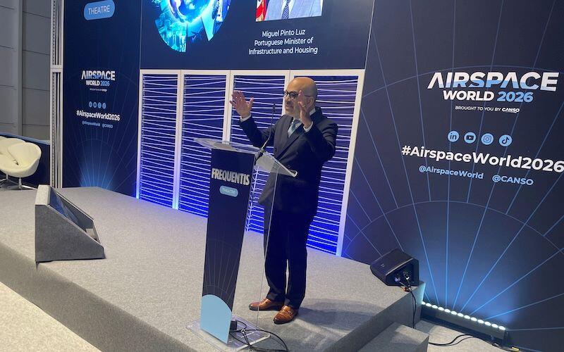 Miguel Pinto Luz, Portugal’s infrastructure minister, opens Airspace World 2026 in Lisbon. 