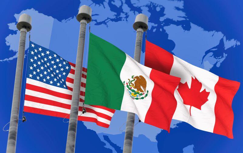 United States, Mexico and Canada flags.