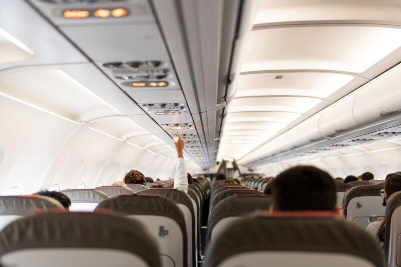 Passengers seated on an airplane