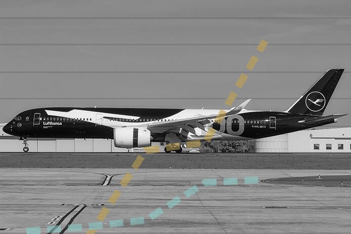Lufthansa A350 on data promo image