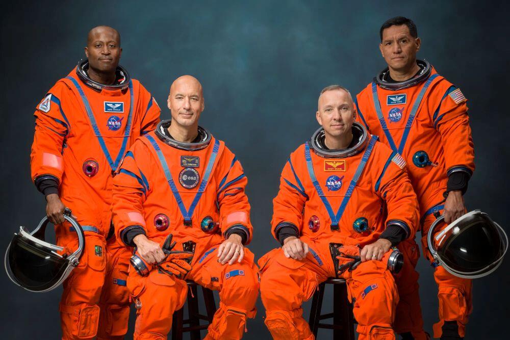 The Artemis III crew poses for an official portrait (from left: Andre Douglas, Luca Parmitano, Randy Bresnik, Frank Rubio). Credit: NASA/Bill Stafford