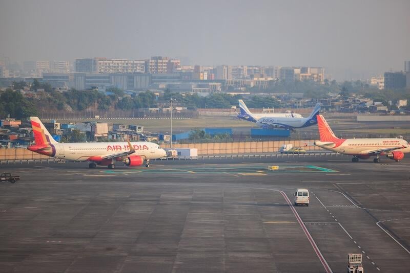 ndian Commercial Airlines on the Runway at Chhatrapati Shivaji International Airport 