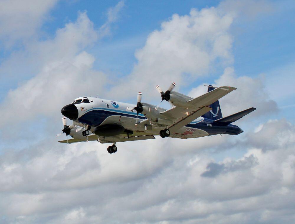 Photo (attached): SD Government will provide mission-critical communications services NOAA’s Lockheed WP-3D Orions. Credit: NOAA