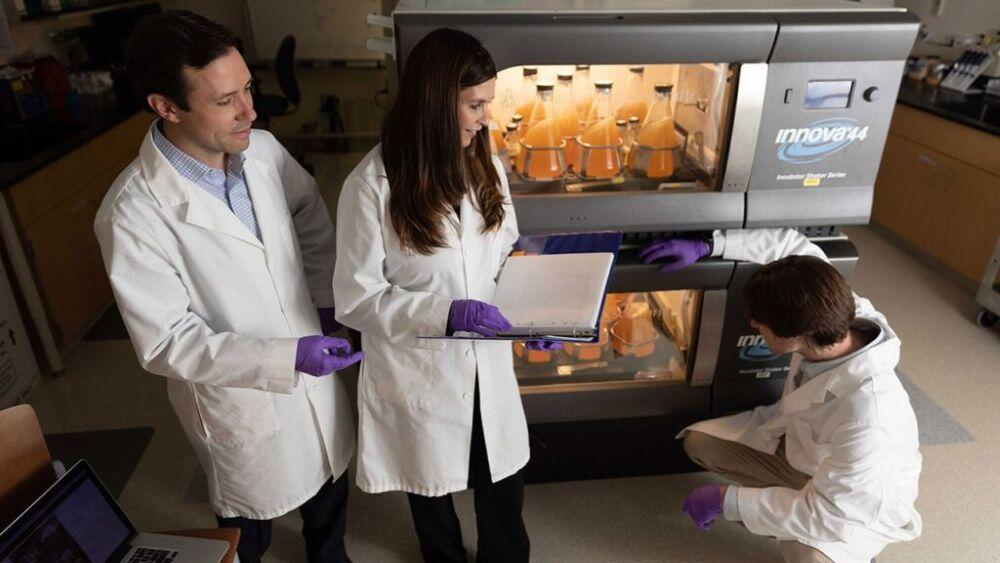 LambdaVision CSO Jordan Greco, CEO Nicole Wagner, and Lead Engineer Daniel Sylva working in the company's lab in Woodbridge, Connecticut.  Media Credit: Juan Patino Photography