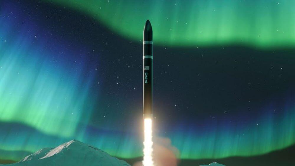 Concept art of Lockheed Next-Generation Interceptor missile launching against aurora