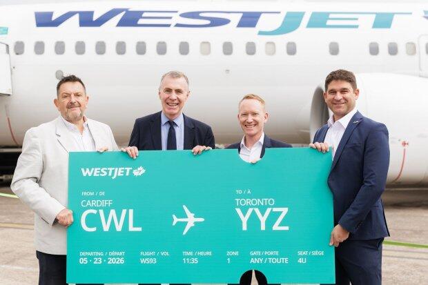 Cardiff Airport welcomes first WestJet Toronto flight