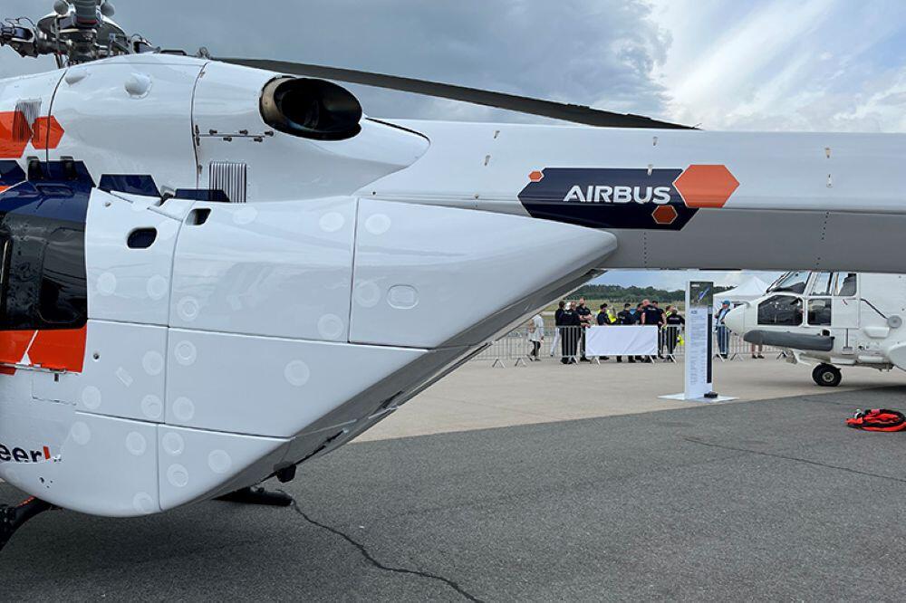 Credit: Tony Osborne – Aviation Week Caption: The temporary aft fuselage fairings fitted to the Airbus PioneerLab on display at the Berlin ILA Air Show.