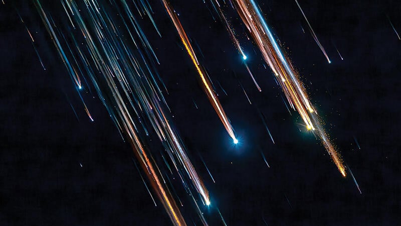 remnants of a rocket falling through space