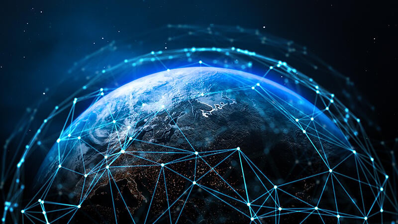 satellite links over Earth
