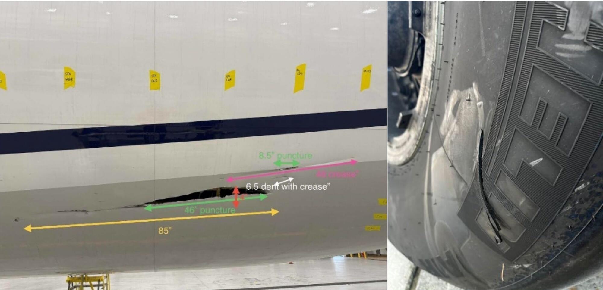 Damage to United 767