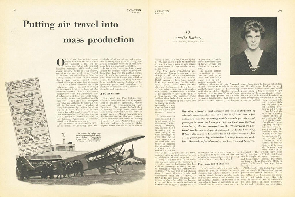 Amelia Earhart airline blueprint