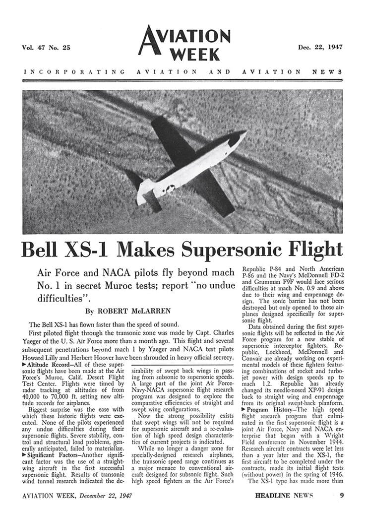 Bell XS-1 flying over Muroc Dry Lake, California
