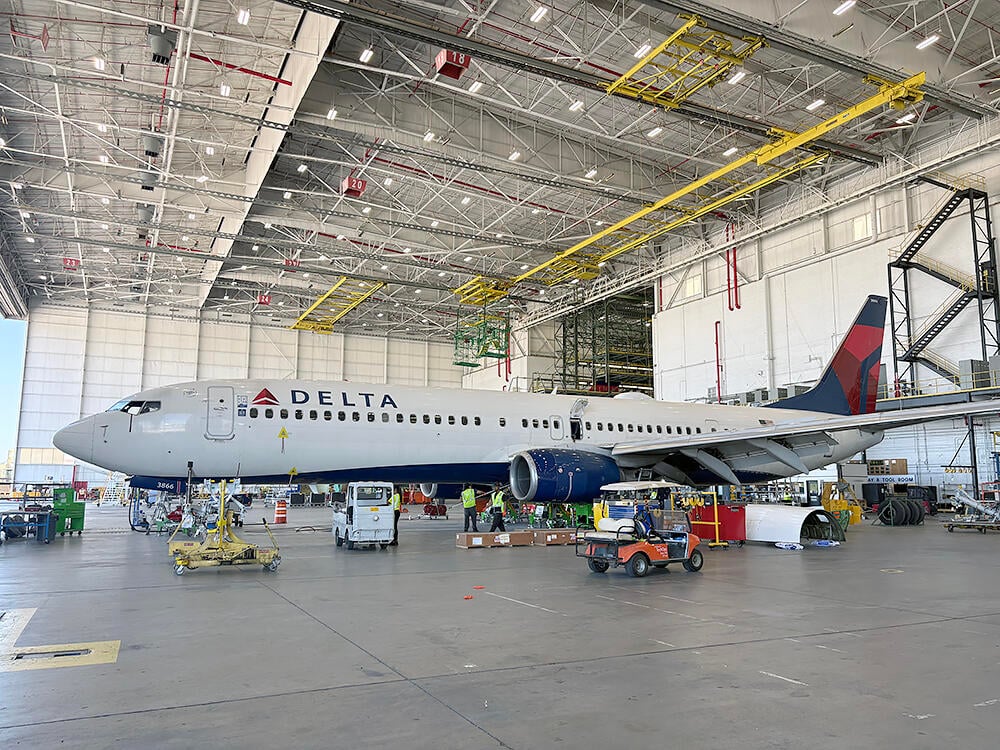 Aircraft in hangar