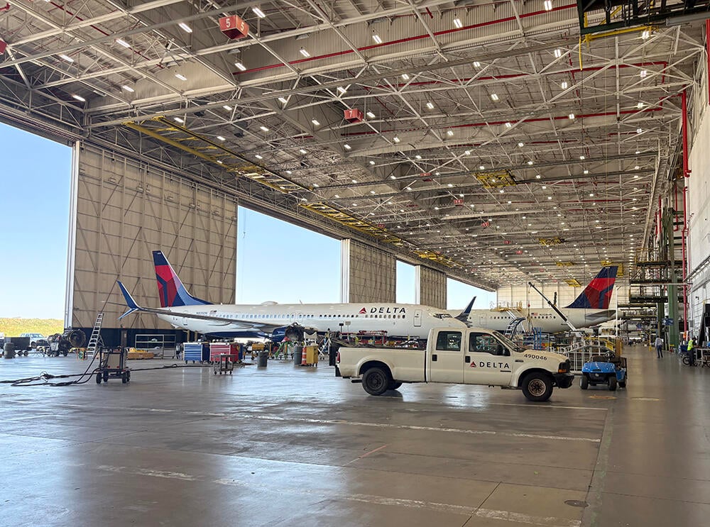 Aircraft in hangar