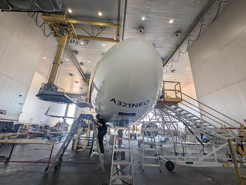 Airbus A321neo in hangar