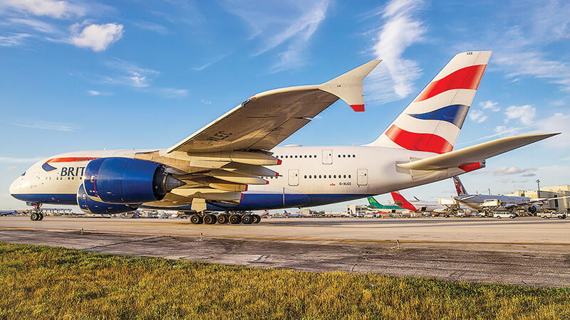 British Airways Airbus A380 on runway
