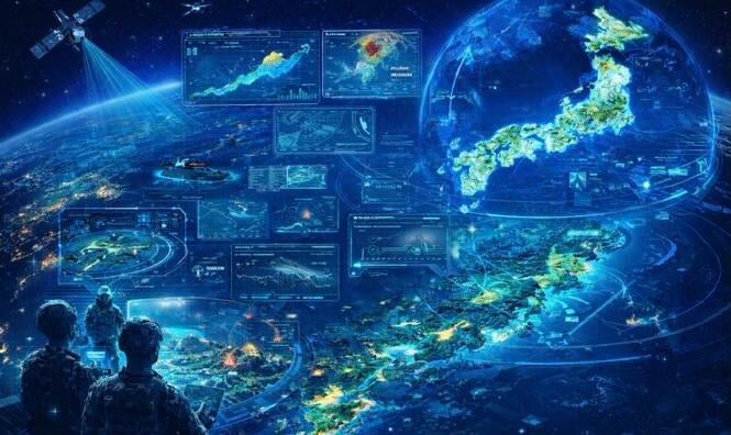 japan mod image of personnel in front of lit-up map