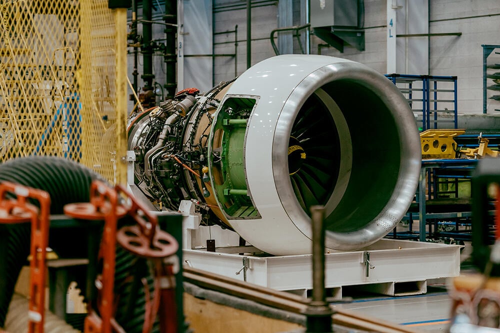Engine in hangar