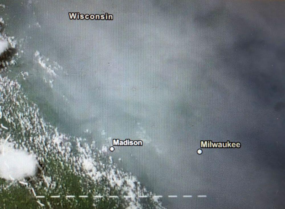 A map from the National Oceanic and Atmospheric Administration (NOAA) shows the intensity of smoke over Wisconsin from the Canadian wildfires. Source: NOAA 