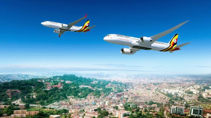 Uganda Airlines Boeing 787-9 and 737 MAX-8.