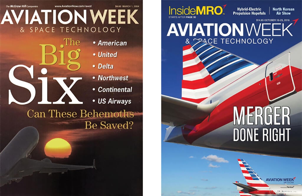 left: cover about Big Six airlines; right: cover showing American Airlines aircraft tails