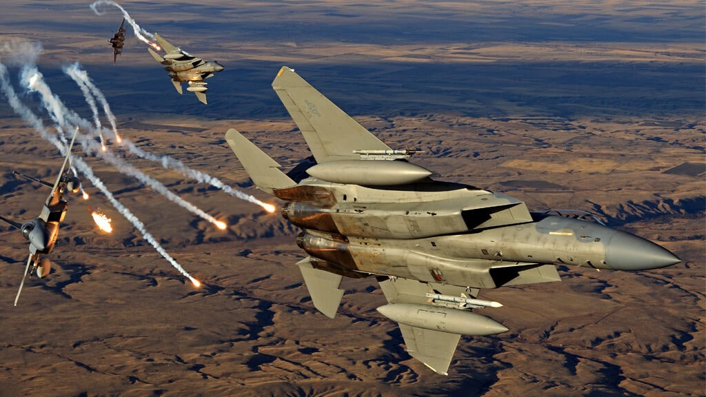 Military jet in the sky
