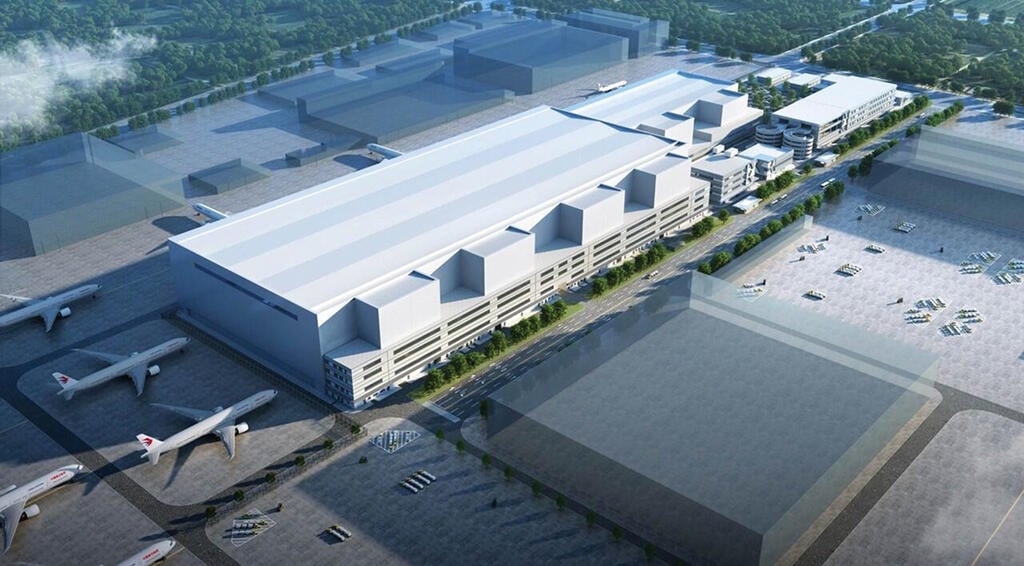 China Eastern Airlines' service facility at Shanghai Pudong International Airport architectural rendering