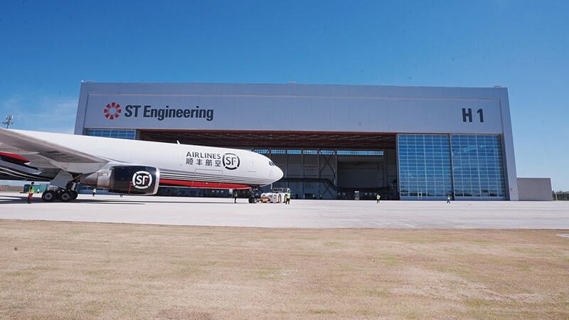 ST Engineering H1 MRO with SF Airlines cargo aircraft at Ezhou Huahu International Airport in Hubei, China