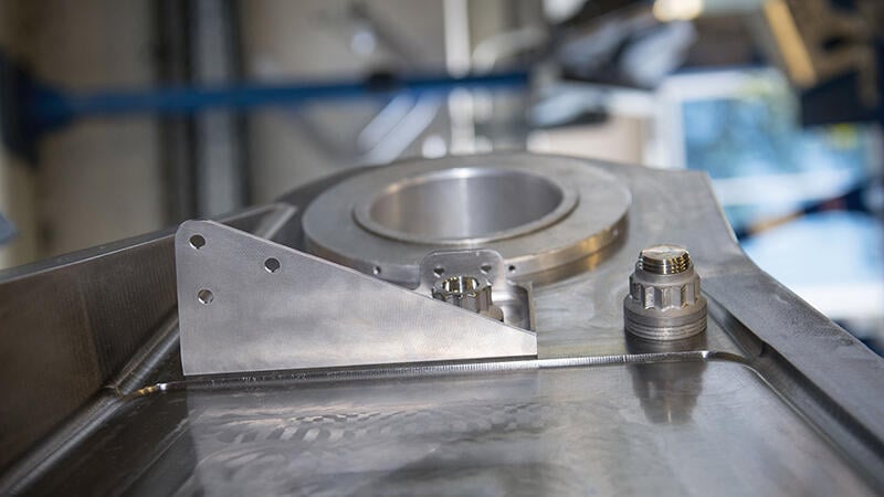 3D-printed bracket installed onto an Airbus A350 XWB aircraft pylon