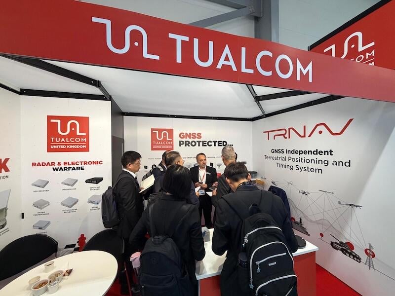 tualcom booth at farnborough