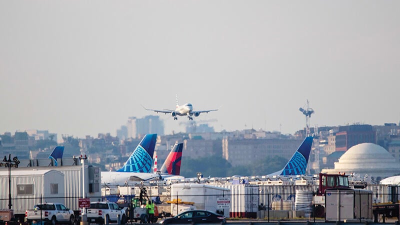 aircraft flying at airport