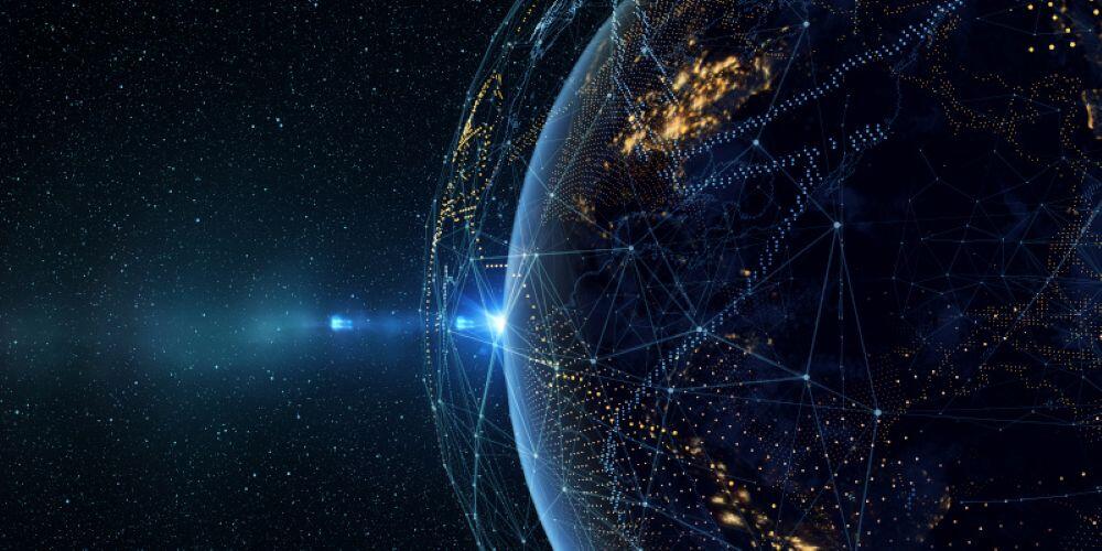 Artist's depiction of a satellite network