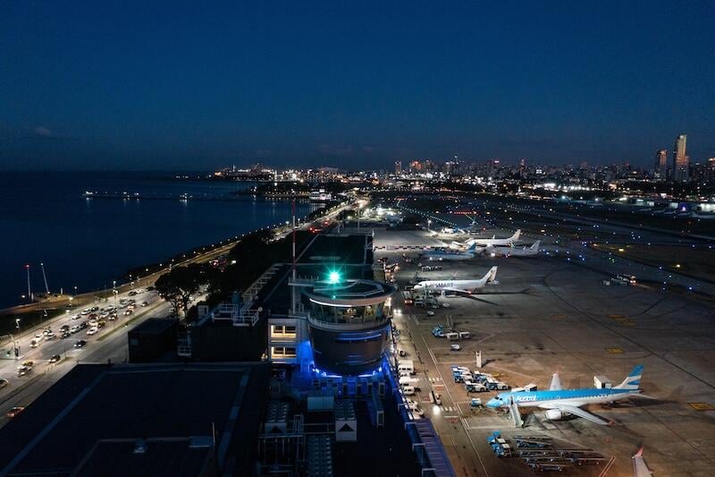 Jorge Newbery Airpark in Buenos Aires at night