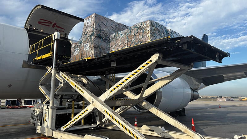 A freighter being loaded