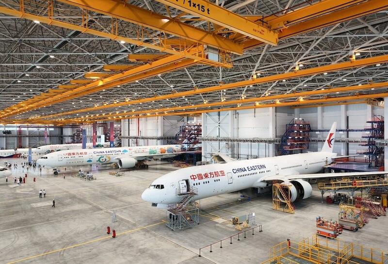 china eastern aircraft inside new mro hangar