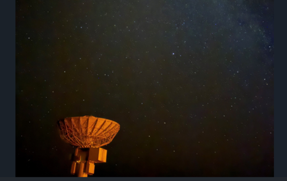 A Transmit Antenna at DARC Site 1 in Exmouth, Western Australia, is shown at night. Credit: Doug Humphries, BAE Systems
