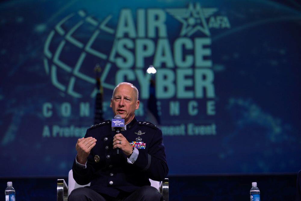 Golden Dome Director Gen. Michael Guetlein speaks Sept. 14, 2026, at the Air & Space Force Association's Air, Space and Cyber Conference in National Harbor, Maryland. Credit: Jud McCrehin, Air & Space Forces Association