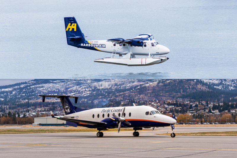 Harbour Air Pacific Coastal planes stacked 