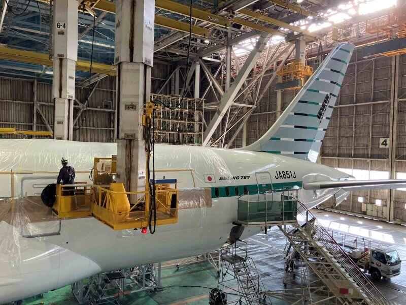 JAL 787 OWell riblet application