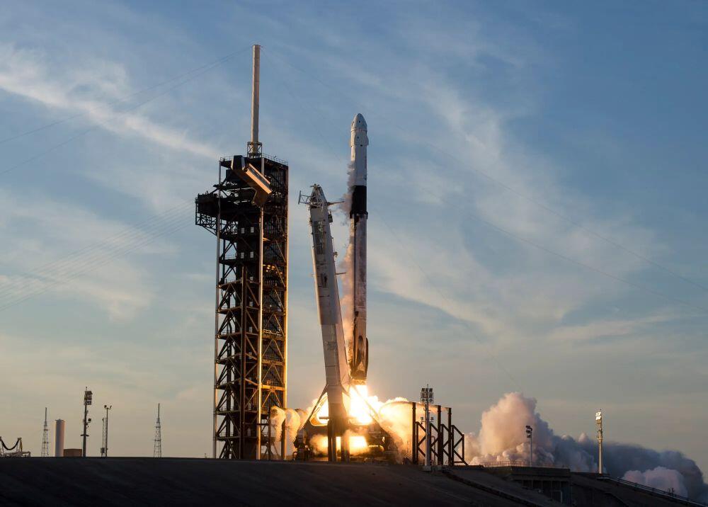 A SpaceX Falcon 9 rocket carrying the company’s Dragon spacecraft launches NASA’s SpaceX Crew-10 mission to the International Space Station on March 14, 2025.